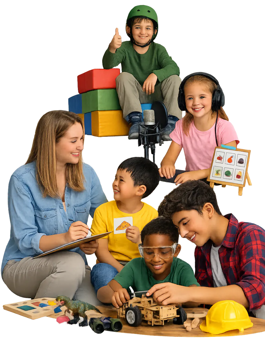 Adora Bright Hero - Core Clinical Services | Adora Bright | Adora Bright adora bright therapist working with children on aba, speech and occupational therapy activities